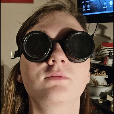 A picture of myself in welding goggles